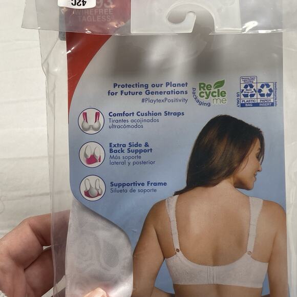 NEW Playtex 18 Hour Ultimate Shoulder Comfort Wireless Bra White Size 42C 4693 - Picture 3 of 3